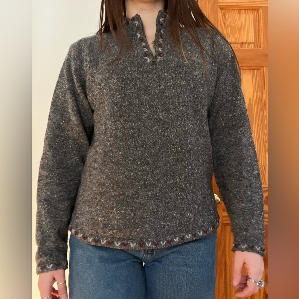 VINTAGE wool rich zip up sweater